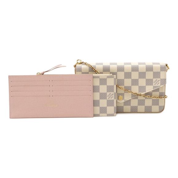 Louis Vuitton Damier Azure Pochette Felicie Shoulder Bag Chain Bag 2WAY Clutch - Picture 1 of 9